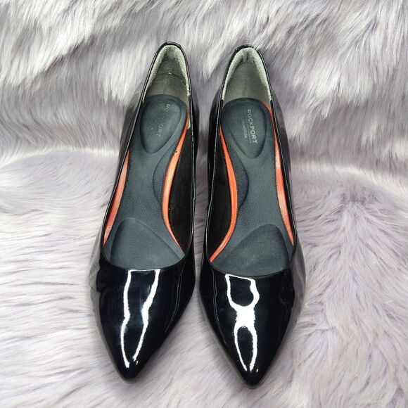 Rockport Total Motion Pointed Toe Pump Patent Leather Women Sz 7.5 Black Comfort - Picture 1 of 10